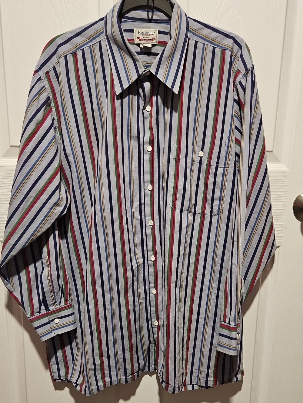 Vintage 90s Rochester Men's Multicolor Vertical Stripe Dress Shirt